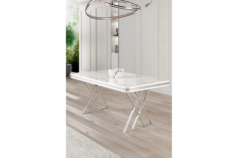 Calchera Spisebord 130 cm Rektangulær - Hvid Marmor/Krom - Møbler - Borde - Spisebord og køkkenbord