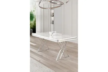 Calchera Spisebord 130 cm Rektangulær - Hvid Marmor/Krom - Møbler - Borde - Spisebord og køkkenbord