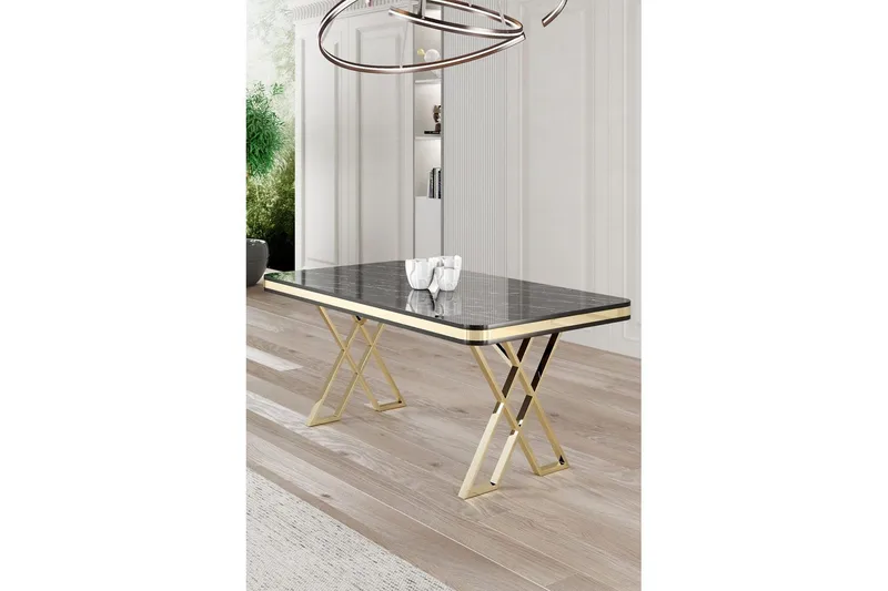 Calchera Spisebord 130 cm Rektangulær - Sort Marmor/Guld - Møbler - Borde - Spisebord og køkkenbord