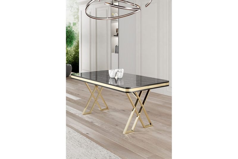 Calchera Spisebord 130 cm Rektangulær - Sort Marmor/Guld - Møbler - Borde - Spisebord og køkkenbord
