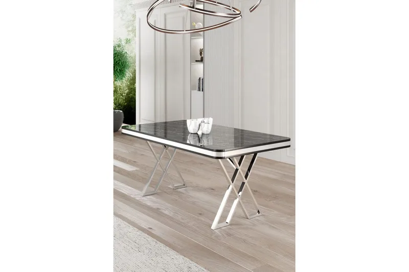 Calchera Spisebord 130 cm Rektangulær - Sort Marmor/Krom - Møbler - Borde - Spisebord og køkkenbord