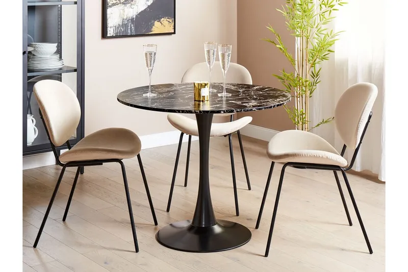 Calmar Spisebord 90x74 cm Rund - Sort/Guld - Møbler - Borde - Spisebord og køkkenbord