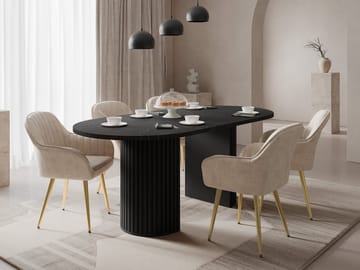 Calvion Spisebord 185 cm Ovalt - Sort - Møbler - Borde - Spisebord og køkkenbord