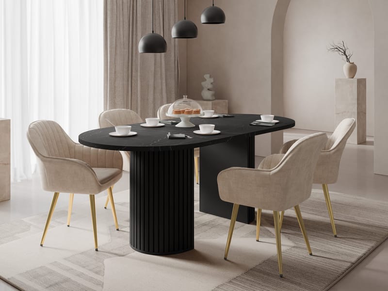 Calvion Spisebord 185 cm Ovalt - Sort - Møbler - Borde - Spisebord og køkkenbord