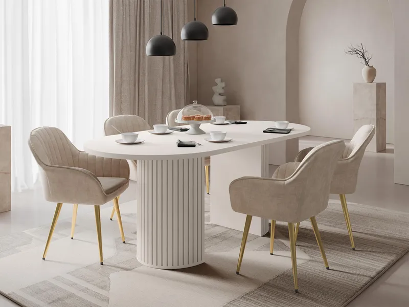 Calvion Spisebord ovalt 185 cm - beige - Møbler - Borde - Spisebord og køkkenbord