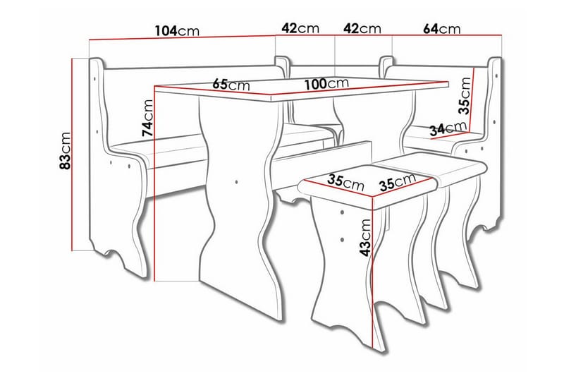 Carnew Køkkenskab - Sort - Møbler - Borde - Spisebordssæt