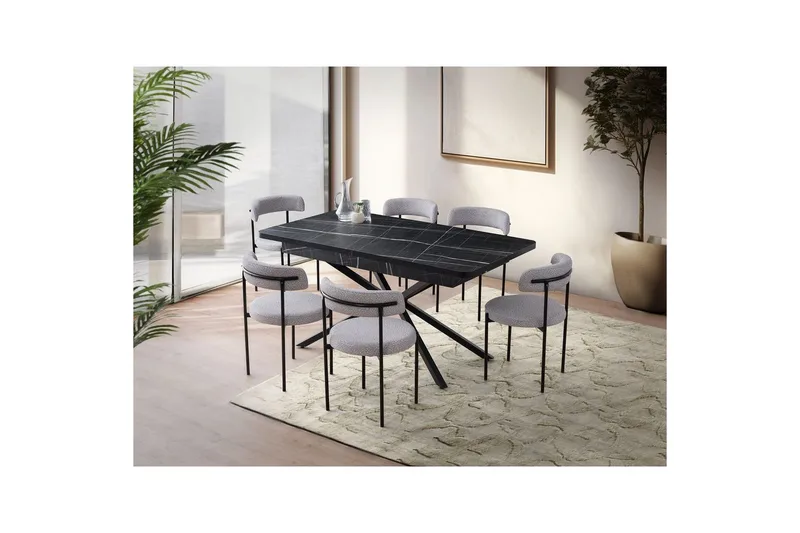 Cassel Spisebord 160 cm Rektangulær - Sort/Hvid - Møbler - Borde - Spisebord og køkkenbord