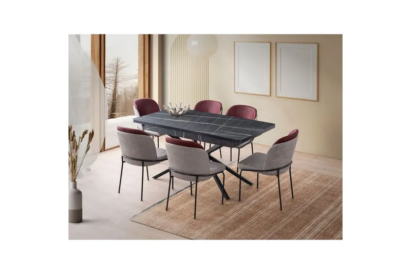 Cassel Spisebord 160 cm Rektangulær - Sort/Hvid - Møbler - Borde - Spisebord og køkkenbord