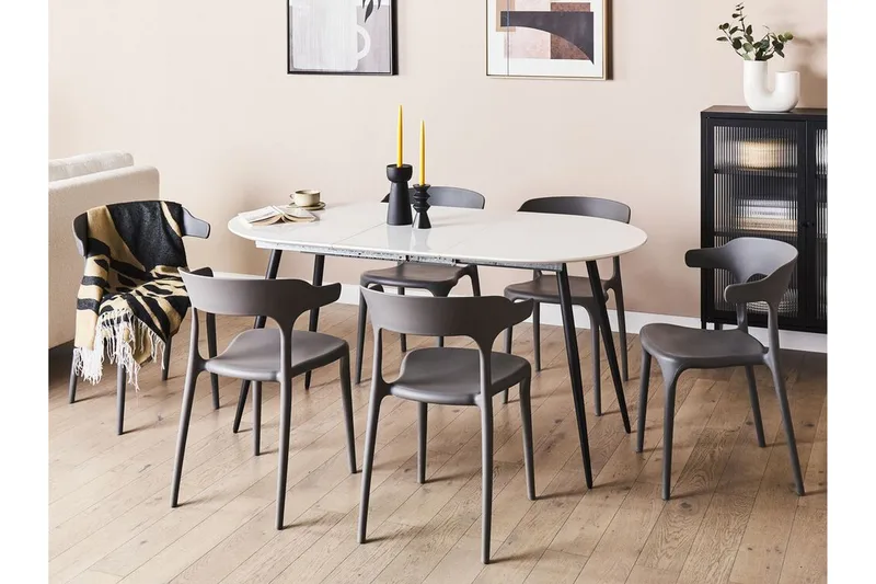 Castellana Spisebord Udvidelsesbart 120-160x80 cm - Hvid Sort - Møbler - Borde - Spisebord og køkkenbord