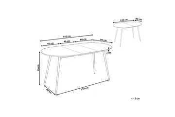 Castellana Spisebord Udvidelsesbart 120-160x80 cm - Hvid Sort - Møbler - Borde - Spisebord og køkkenbord
