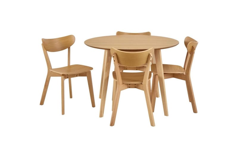 Celtik Spisegruppe Rund 105 Cm + 4 Spisestuestole - Beige - Møbler - Borde - Spisebordssæt
