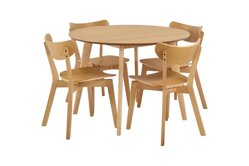 Celtik Spisegruppe Rund 105 Cm + 4 Spisestuestole - Beige - Møbler - Borde - Spisebordssæt