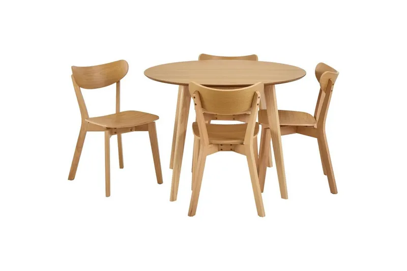 Celtik Spisegruppe Rund 105 Cm + 4 Spisestuestole - Beige - Møbler - Borde - Spisebordssæt