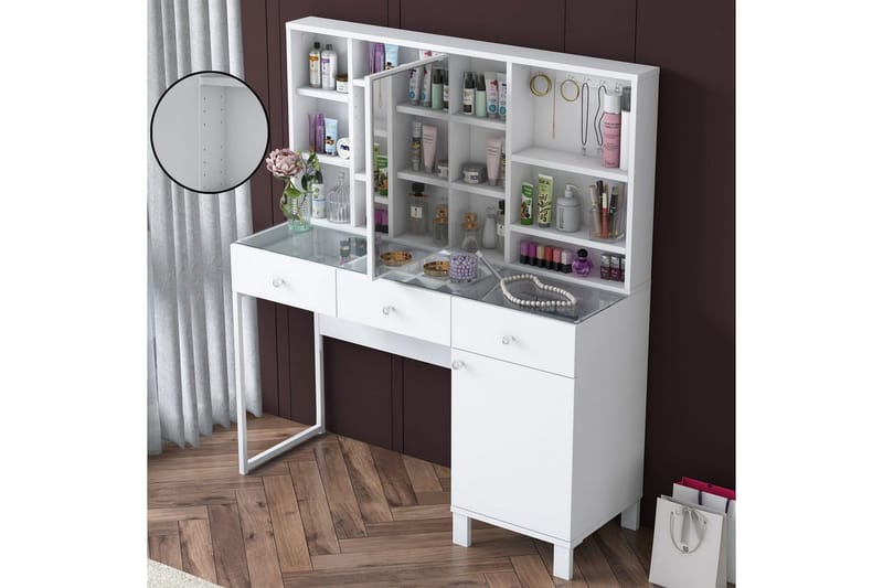 Ceris Toiletbord 120 cm - Hvid - Møbler - Borde - Sminkebord & konsolbord