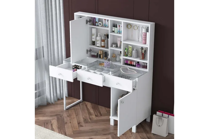 Ceris Toiletbord 120 cm - Hvid - Møbler - Borde - Sminkebord & konsolbord