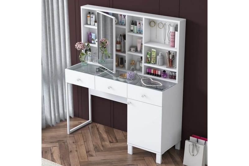 Ceris Toiletbord 120 cm - Hvid - Møbler - Borde - Sminkebord & konsolbord