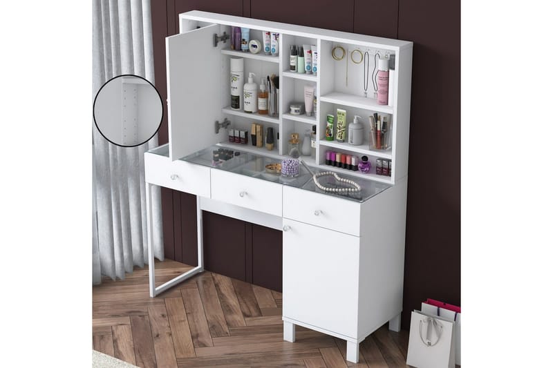 Ceris Toiletbord 120 cm - Hvid - Møbler - Borde - Sminkebord & konsolbord