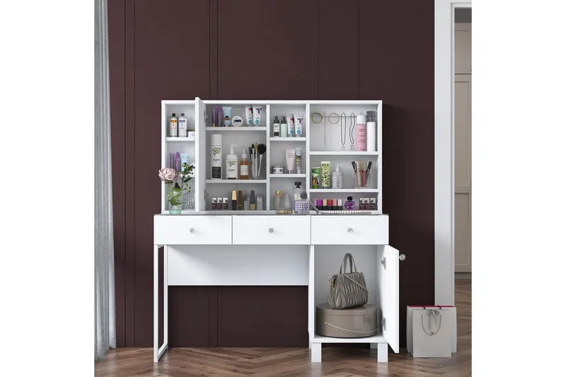 Ceris Toiletbord 120 cm - Hvid - Møbler - Borde - Sminkebord & konsolbord