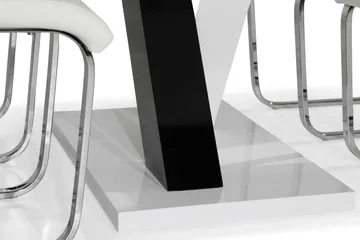 Cesi Spisebordssæt 140 cm med 4 Cibus Stole - Hvid/Sort/Sort PU/Krom - Møbler - Borde - Spisebordssæt