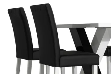 Cesi Spisebordssæt 140 cm med 4 Viktor Stole - Hvid/Sort/Sort PU - Møbler - Borde - Spisebordssæt
