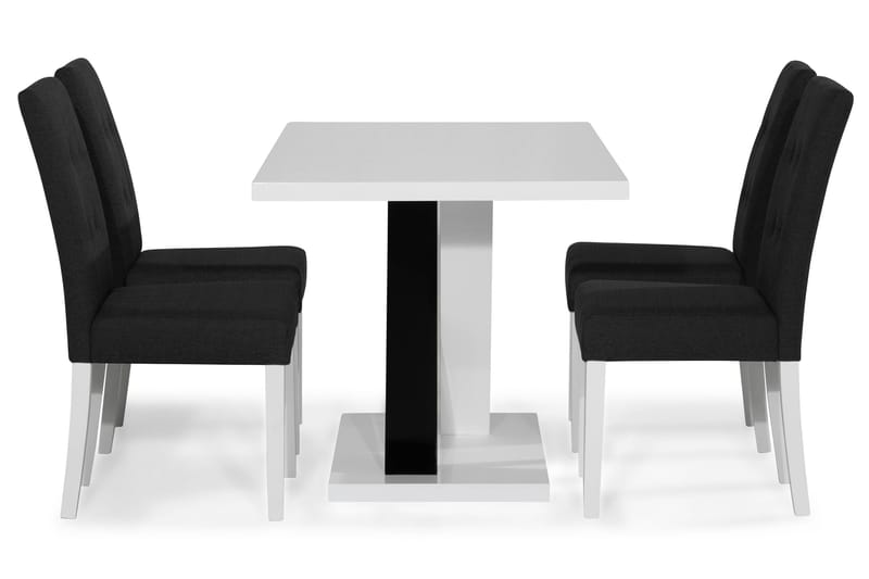 Cesi Spisebordssæt 140 cm med 4 Viktor Stole - Hvid/Sort/Sort PU - Møbler - Borde - Spisebordssæt