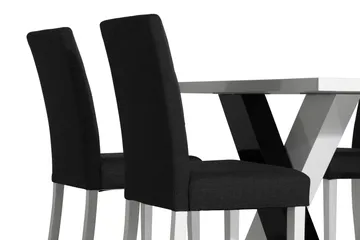 Cesi Spisebordssæt 140 cm med 4 Viktor Stole - Hvid/Sort/Sort PU - Møbler - Borde - Spisebordssæt