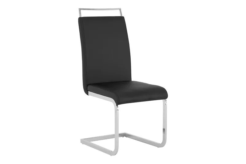 Cesi Spisegruppe Rektangulært spisebord 140 cm + 6 Isoda Læderstole - Hvid/Sort/Krom - Møbler - Borde - Spisebordssæt