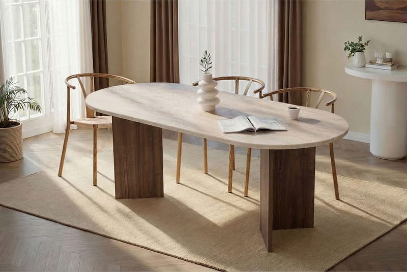 Ceylin Spisebord 200x75x90 cm - Travertine Walnut - Møbler - Borde - Spisebord og køkkenbord