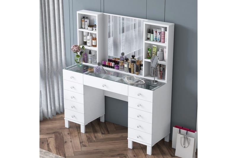 Ceylon Toiletbord 120 cm - Hvid - Møbler - Borde - Sminkebord & konsolbord - Makeup bord med spejl