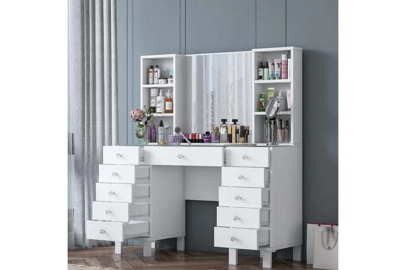 Ceylon Toiletbord 120 cm - Hvid - Møbler - Borde - Sminkebord & konsolbord - Makeup bord med spejl