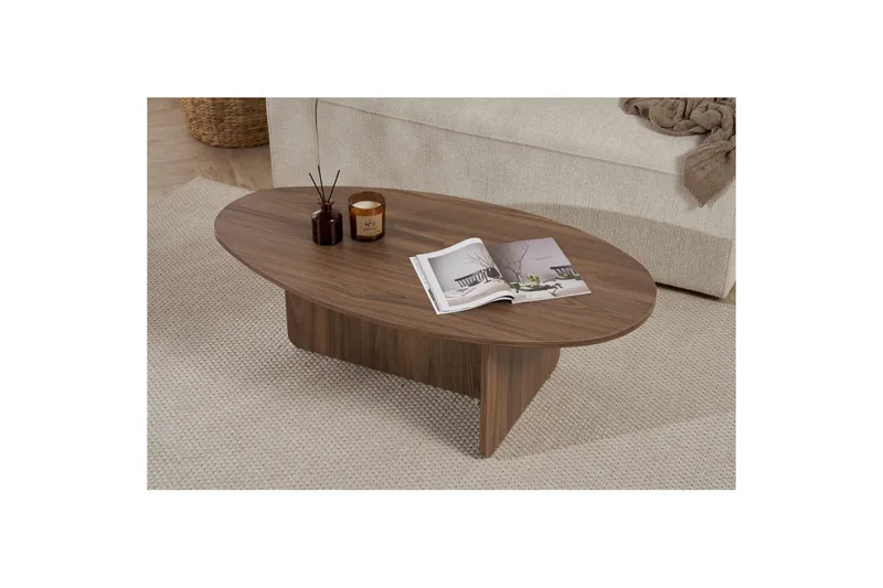 Ceyra Ovalt Sofabord 120 cm i Træ - Brun - Møbler - Borde - Sofabord