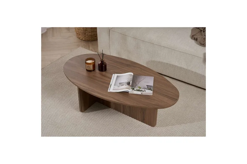 Ceyra Ovalt Sofabord 120 cm i Træ - Brun - Møbler - Borde - Sofabord
