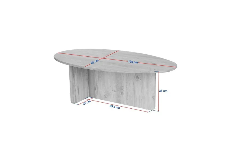 Ceyra Ovalt Sofabord 120 cm i Træ - Brun - Møbler - Borde - Sofabord