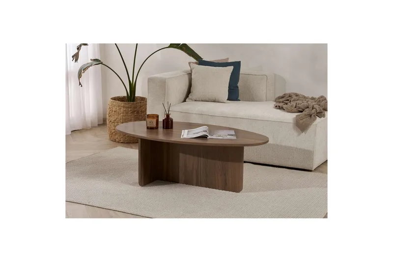 Ceyra Ovalt Sofabord 120 cm i Træ - Brun - Møbler - Borde - Sofabord