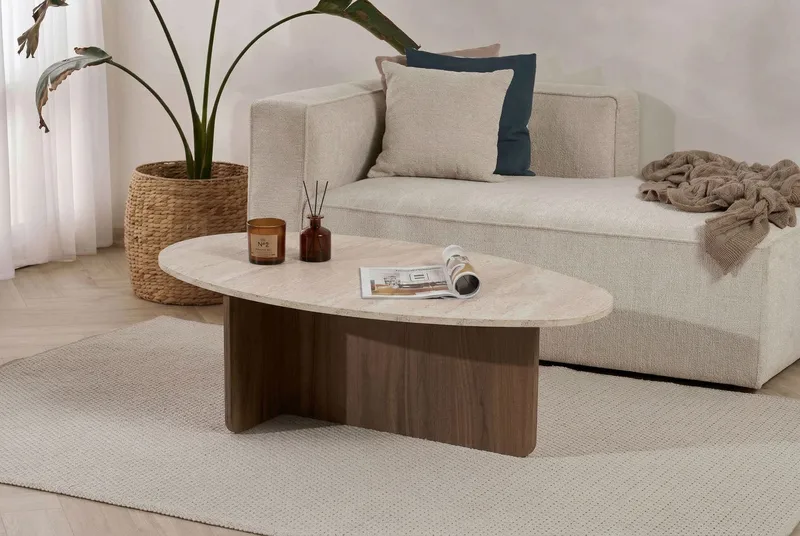 Ceyra Sofabord 120x40x65 cm - Travertine Walnut - Møbler - Borde - Sofabord