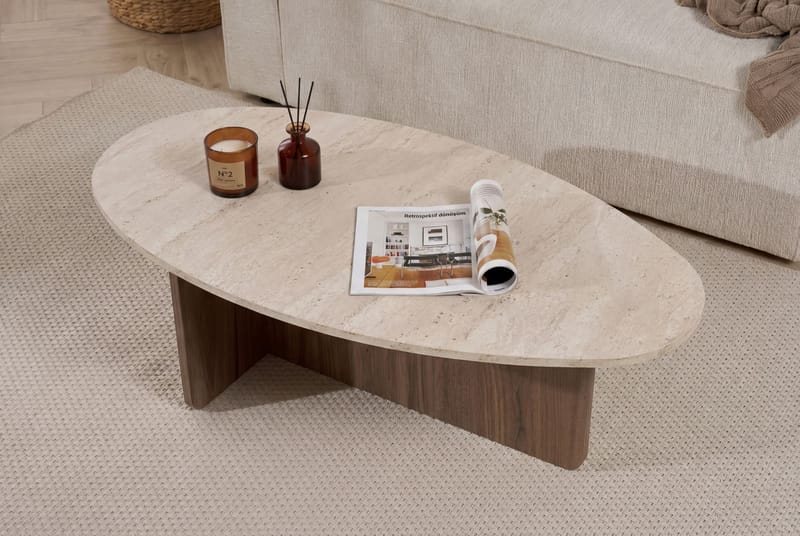 Ceyra Sofabord 120x40x65 cm - Travertine Walnut - Møbler - Borde - Sofabord