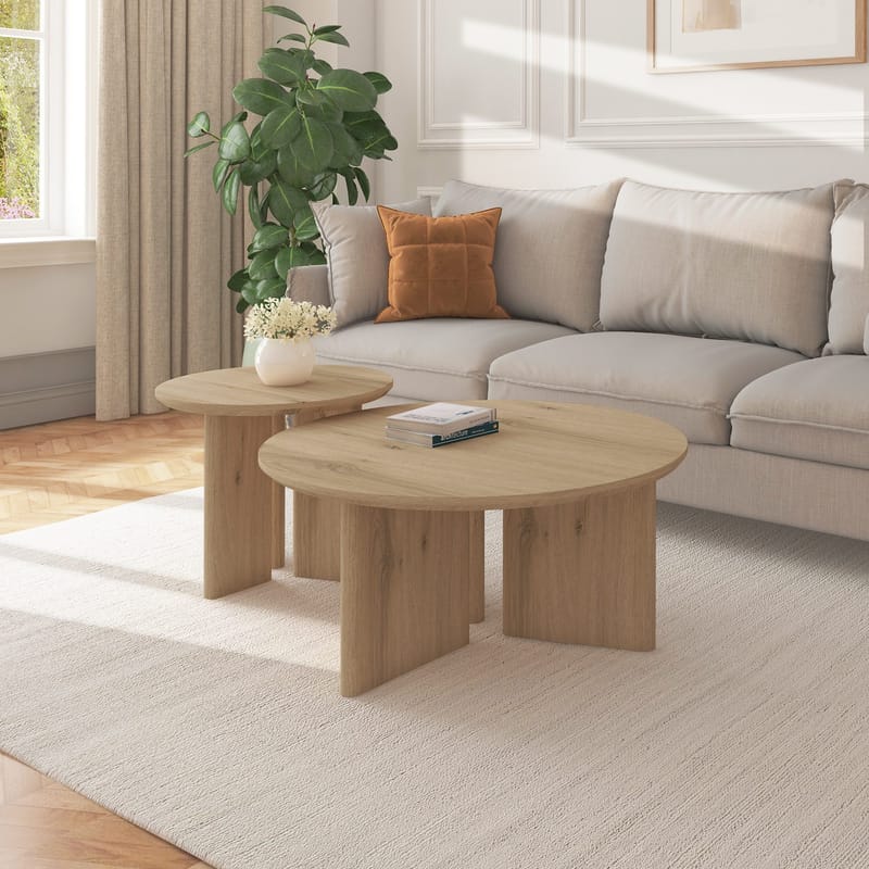 Chatham 80 cm Rundt Sofabord i Eg - Beige - Møbler - Borde - Sofabord