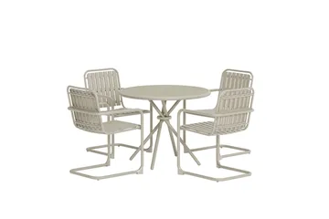 Chios spisegruppe 90 cm med 4 stole udendørs - Beige - Havemøbler - Udendørsgruppe - Havesæt