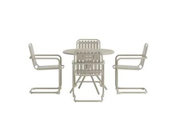 Chios spisegruppe 90 cm med 4 stole udendørs - Beige - Havemøbler - Udendørsgruppe - Havesæt