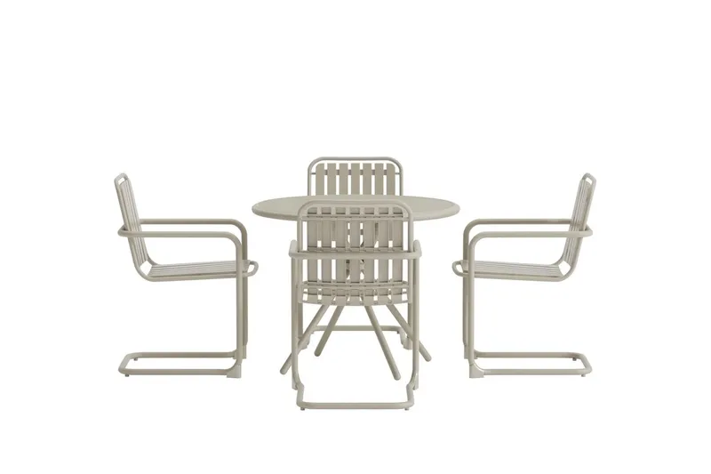 Chios spisegruppe 90 cm med 4 stole udendørs - Beige - Møbler - Borde - Spisebordssæt