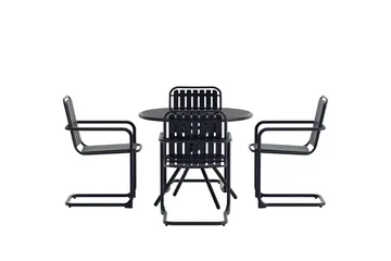Chios spisegruppe 90 cm med 4 stole udendørs - Sort - Havemøbler - Udendørsgruppe - Havesæt
