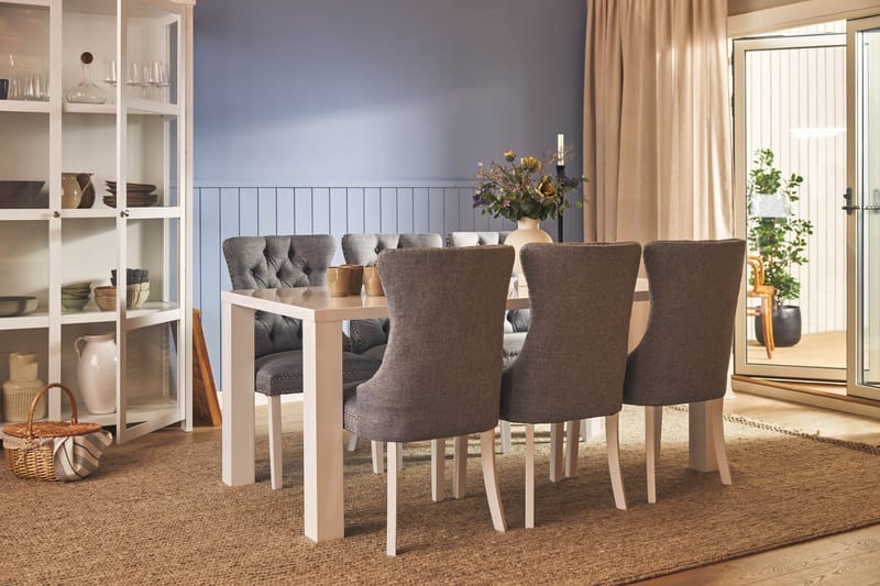Cibus Spisebordssæt 180 cm inkl 6 Bergviken Stole - Hvid - Møbler - Borde - Spisebordssæt