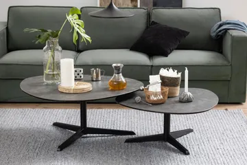 Cimino Ovalt Sofabord 84 cm i Keramik med Metalstel - Mørkegrå - Møbler - Borde - Sofabord