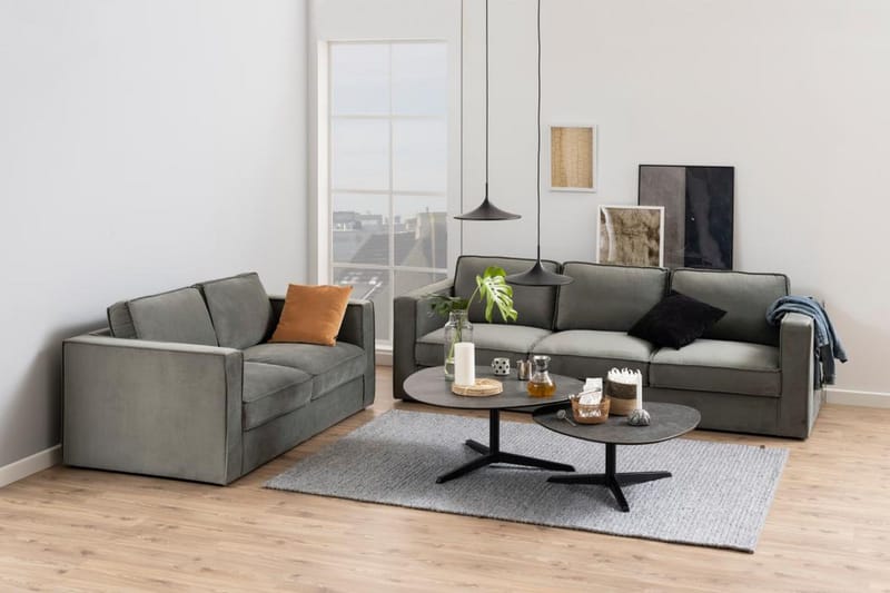 Cimino Ovalt Sofabord 84 cm i Keramik med Metalstel - Mørkegrå - Møbler - Borde - Sofabord