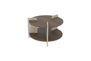 Cindral sofabord 70 cm rundt - Valnød og Travertin - Møbler - Borde - Sofabord