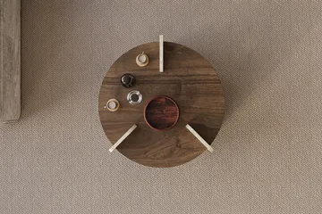 Cindral sofabord 70 cm rundt - Valnød og Travertin - Møbler - Borde - Sofabord