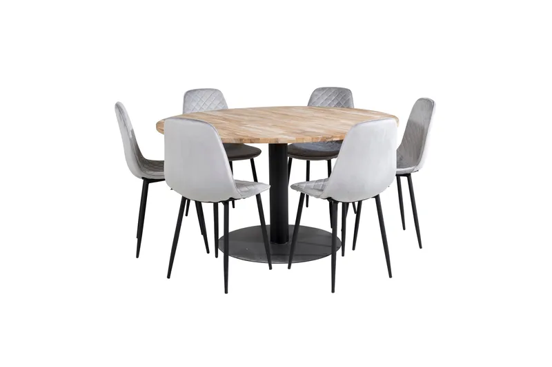 Cirebon Spisebordssæt 140 cm Rund med 6 Polar Stole, Svart