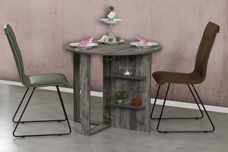 Comfortale spisebord rundt sammenfoldeligt - Grå træ - Spisebord og køkkenbord - Semmenfoldeligt bord
