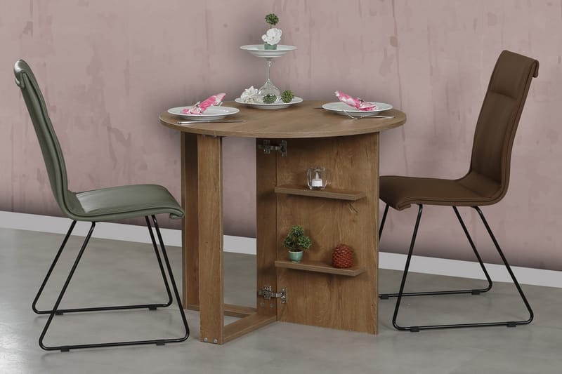 Comfortale spisebord rundt sammenfoldeligt - Mørk eg - Spisebord og køkkenbord - Semmenfoldeligt bord