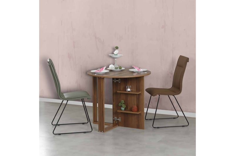 Comfortale spisebord rundt sammenfoldeligt - Valnød - Spisebord og køkkenbord - Semmenfoldeligt bord